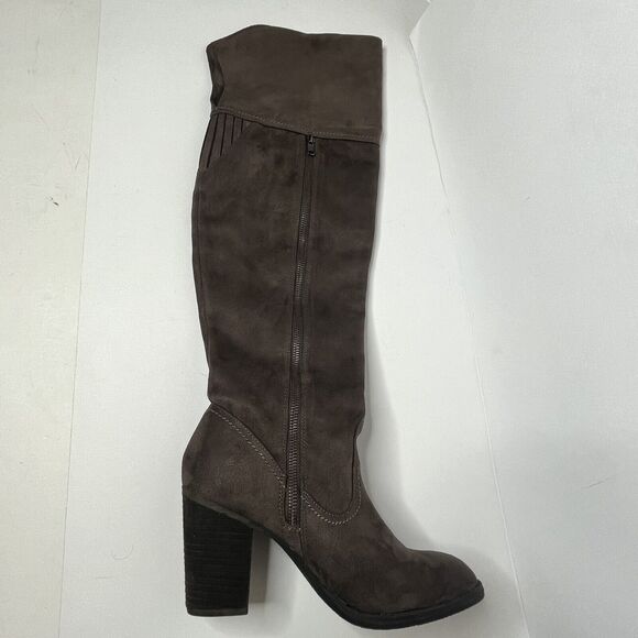Not Rated Andra Brown Faux Suede Over The Knee Boots - Picture 6 of 10